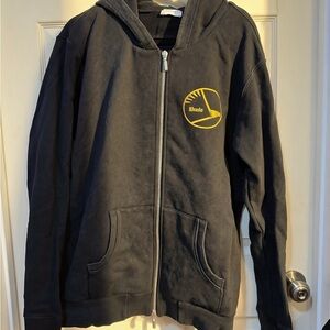 Rhude Black Zip-Up Hoodie with Yellow Emblem